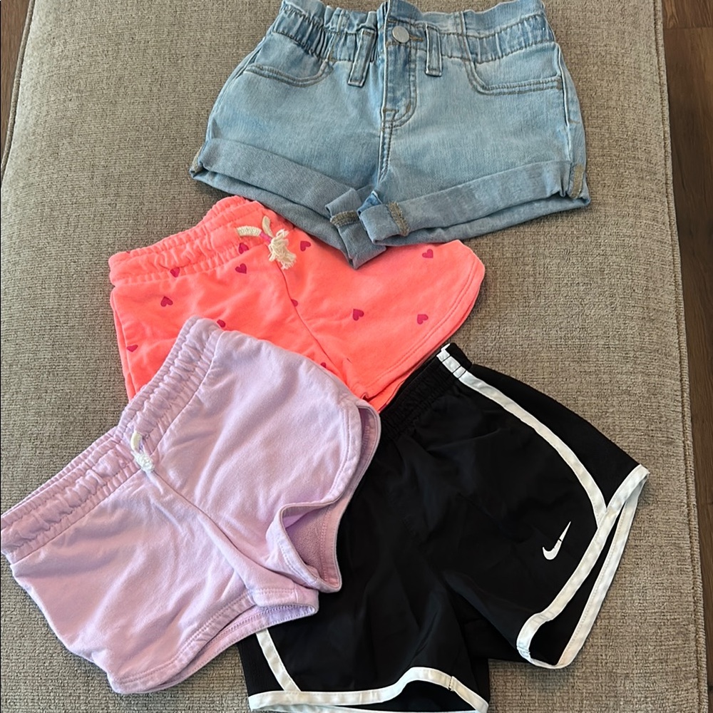 Girls Assorted Shorts Set - Denim, Pink, Purple, and Nike